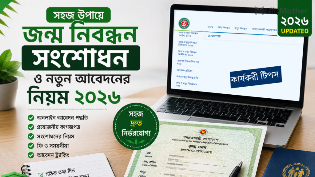 সহজ উপায়ে জন্ম নিবন্ধন সংশোধন ও নতুন আবেদনের নিয়ম ২০২৬